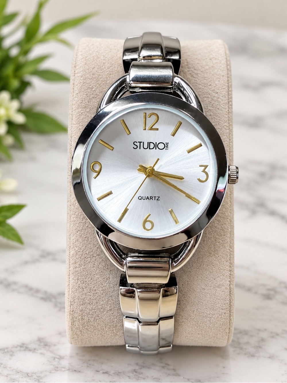 Studio time silver-tone women's quartz watch